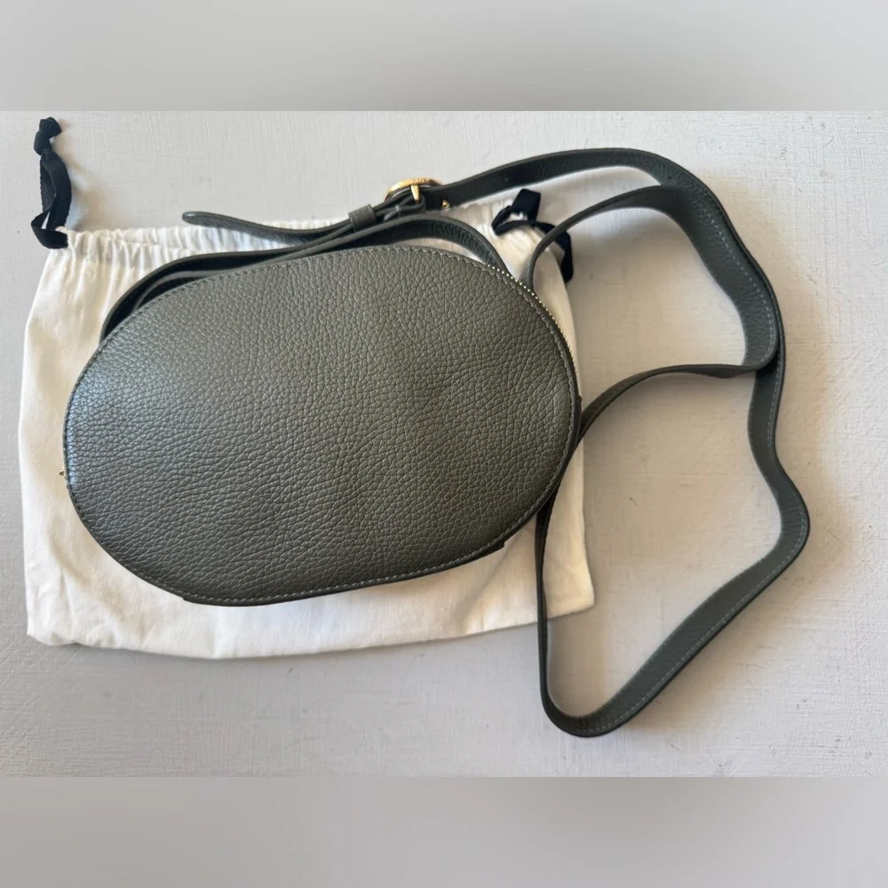 Like New CUYANA Top Handle Crossbody Bag in Dark Olive Pebbled Leather
